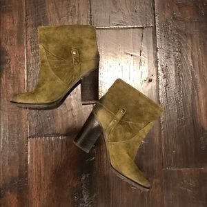 Franco Sarto olive green suede leather ankle boots